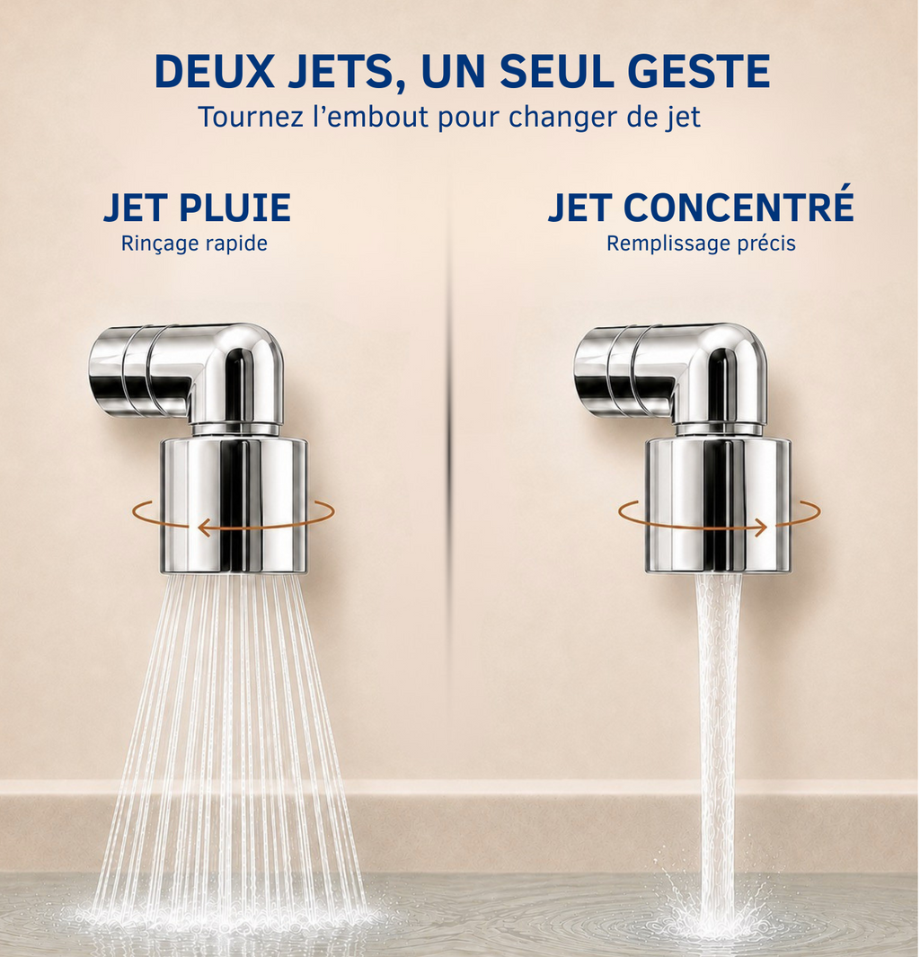 FLOW 1080° 2 EN 1 Rallonge de robinet pivotante avec filtre