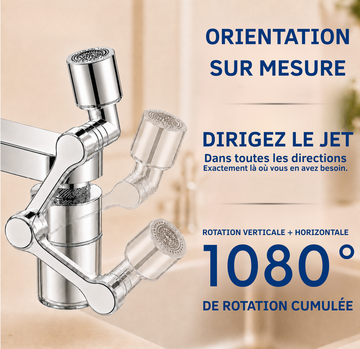 FLOW 1080° 2 EN 1 Rallonge de robinet pivotante avec filtre