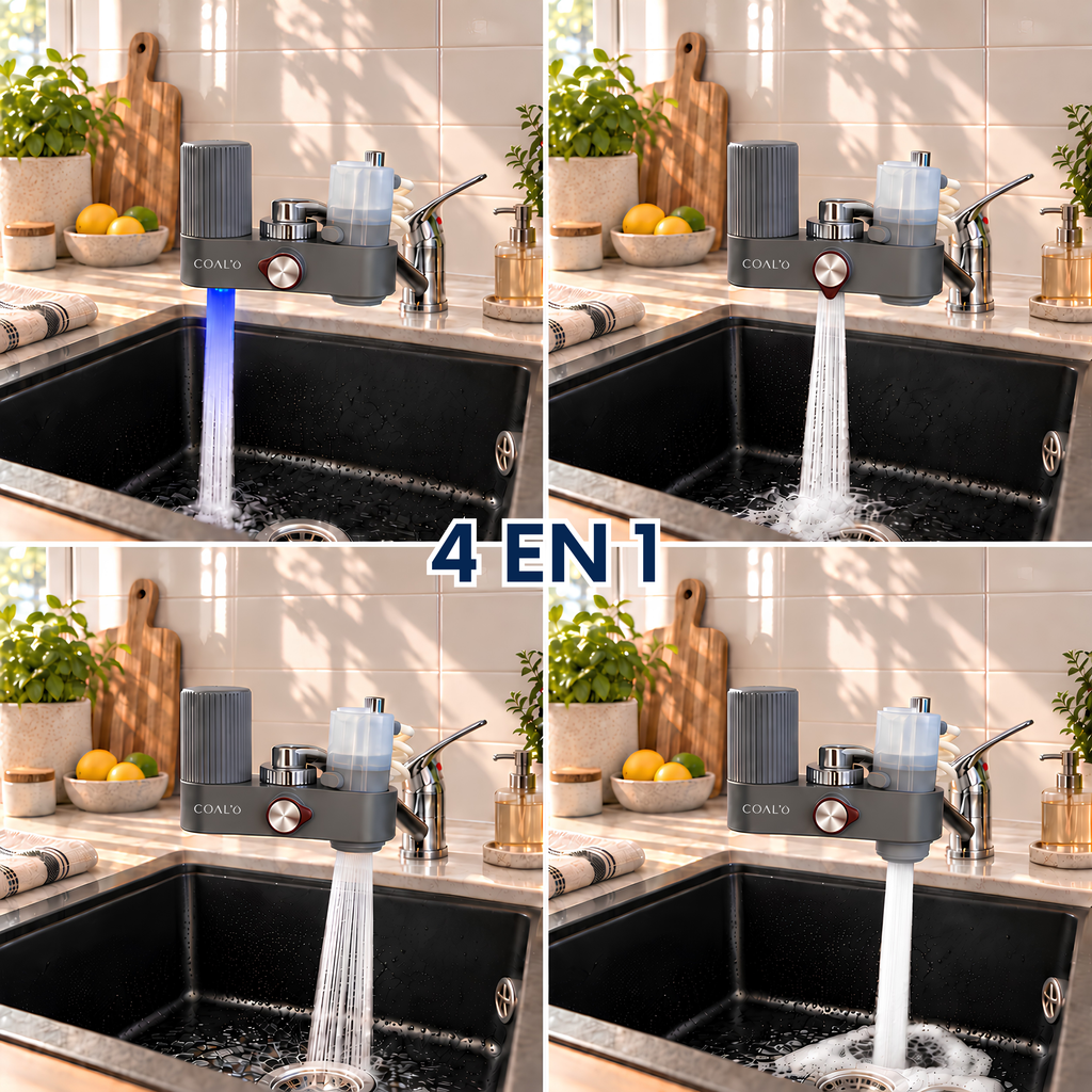 FLOW 4 EN 1 Filtre à eau sur robinet avec douchette multifonctions