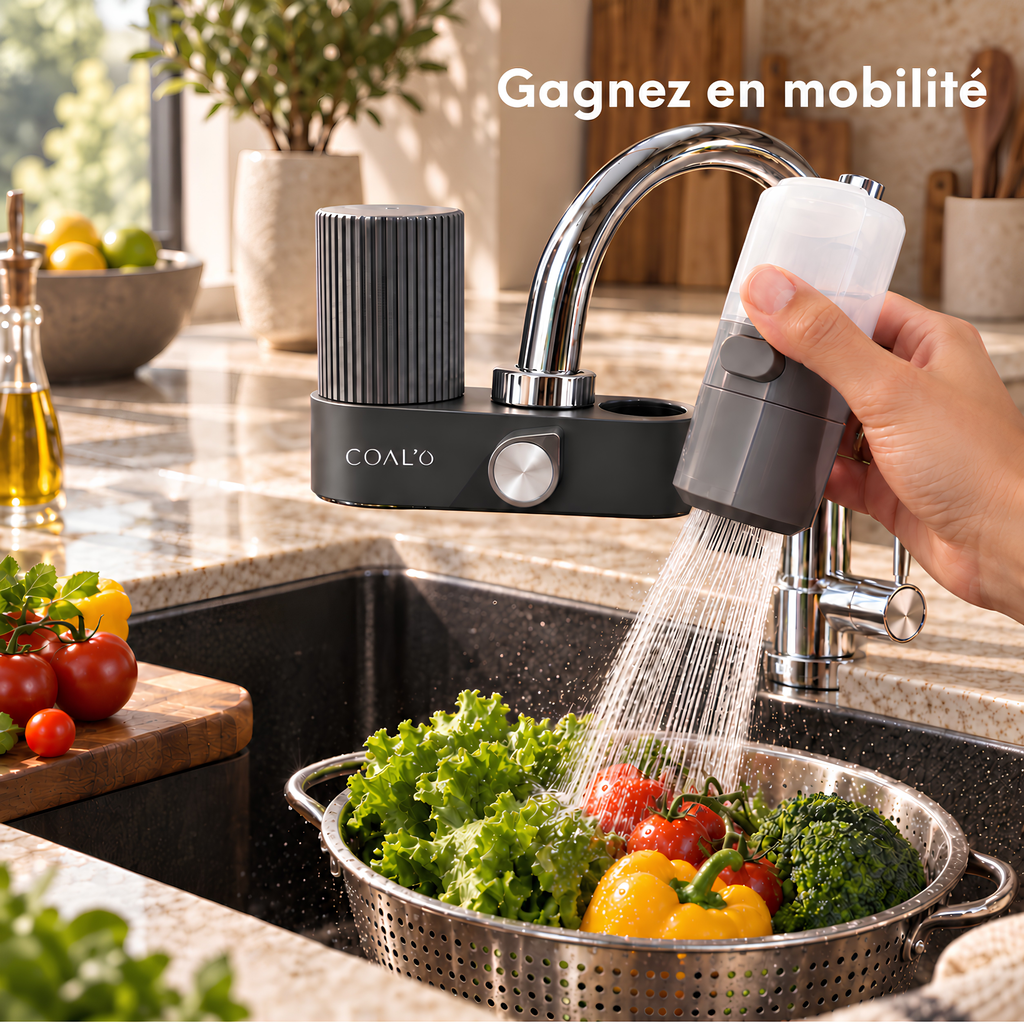 FLOW 4 EN 1 Filtre à eau sur robinet avec douchette multifonctions
